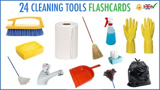 24 Cleaning Tools  Learn English Vocabulary  Flashcards For Kids [upl. by Alithea]