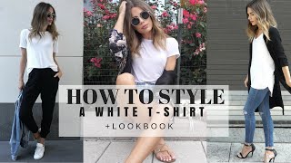 How To Style  A Basic White TShirt  LOOK BOOK [upl. by Dorri]