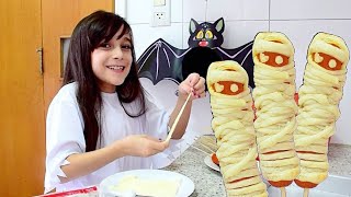 SALSICHAS MUMIFICADAS ★ Receita de lanche DIVERTIDO para o Dia das Bruxas ★ Dica Especial Halloween [upl. by Marlow]