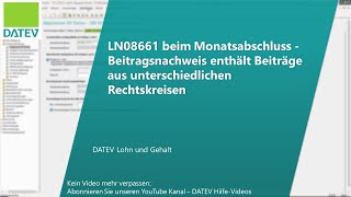 LN08661 beim Monatsabschluss  Beitragsnachweis enthält Beiträge aus unterschiedlichen Rechtskreisen [upl. by Nnawtna]