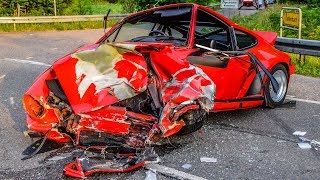 HORROR SPORTWAGENCRASH PORSCHE rast in MERCEDES AMG Heftiges Trümmerfeld 5 Verletzte [upl. by Jinny]