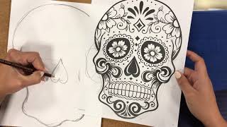 How to draw a sugar skull for Day of the Dead [upl. by Bolanger180]