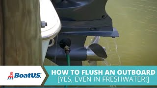 How to Flush an Outboard Engine  BoatUS [upl. by Llehsim388]