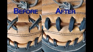 How to relace a catchers mitts web Bar Style [upl. by Euphemia365]