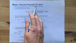 Calculate mv MassVolume Percent  2 Examples [upl. by Annuaerb599]