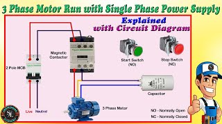 How to Connect 3 Phase Motor to Single Phase Power Supply  3 Phase Motor Run with Single Phase Line [upl. by Freudberg]