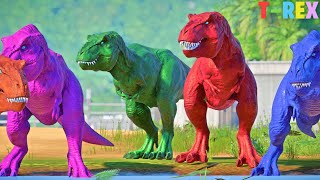 TREX the Colourful Dinosaurs in Jurassic World Evolution Mods  A Colorful Tyrannosaurus Rex Movie [upl. by Felix]