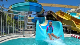 Indoor Waterpark  Child on a Water slide in the Water Park [upl. by D'Arcy]