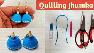 DIY  How To Make Quilling Earrings Jhumkas Without Mould  Paper Quilling Earrings Simple Jhumka [upl. by Ahsiniuq]