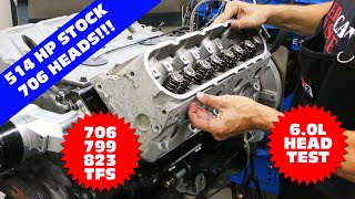 HOW TO MAKE 500 HP WITH STOCK 706 HEADS 706 VS 799 VS LY6 VS TFS HEAD TEST 514 HP WITH 232 CFM [upl. by Vinni]