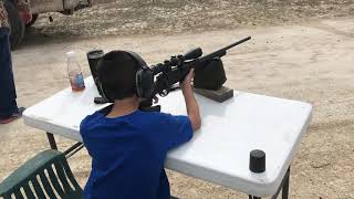 8 yr old shooting 243 reduced recoil loads [upl. by Jelsma]