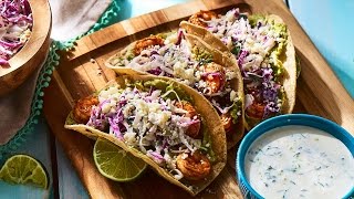 Shrimp Tacos with Cilantro Lime Sauce [upl. by Nnyl]