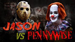 Jason Voorhees vs Pennywise IT clown  Friday the 13th Horror Film [upl. by Ydnolem]