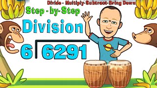 Basic Long Division for kids  Beginners Step by Step Process Dividing 4Digit by 1Digit Number [upl. by Gnouhp]