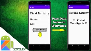 Pass data from one activity to another activity using Intent in kotlin in android studio [upl. by Kinchen]