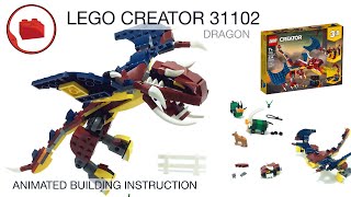 Lego Dragon MOC Tutorial  LEGO CREATOR 31102 alternative build instructions Part 1 [upl. by Jarid]