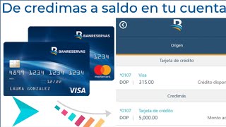 Como Usar el monto Credimas de tu targeta de crédito banreservas pasar credimas a cuenta bancaria [upl. by Akeimat]