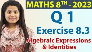 Q 1  Ex 83  Algebraic Expressions amp Identities  Ch 8  Maths Class 8th New Syllabus CBSE 2023 [upl. by Ayila]