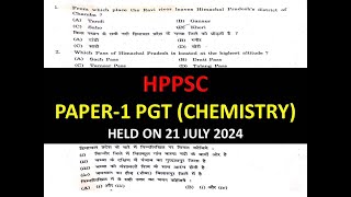 HPPSC PGT CHEMISTRY SOLVED PAPER HELD ON 21 JULY 2024 [upl. by Nairoc]