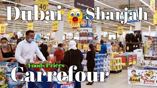 Foods Prices In Sharjah CARREFOUR Supermarket SHOPPING In DUBAI Carrefour 4K Walking Tour [upl. by Takeo]