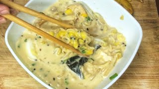 Creamy Vegetarian Ramen • Easy Garlic Broth Lockdown Ramen [upl. by Allcot]