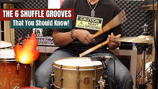 The 6 Shuffle Grooves That You Should Know 🤓🥁Practice Aid Video [upl. by Terraj]