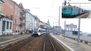 ★ 🇨🇭St Margrethen  Romanshorn  Koblenz CH  Basel cab ride 112018 Führerstandsmitfahrt [upl. by Anees]