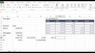 Calcular IR Nicaragua en Excel con Si y BUSCARV [upl. by Shevlo]