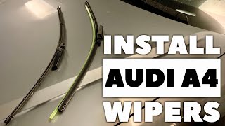 How to change front wiper blades on AUDI A4 B7 AVANT TUTORIAL  AUTODOC [upl. by Enelrac289]