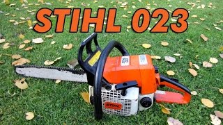 Stihl 023 Chainsaw StartUp amp Test Cut [upl. by Ahsiym]