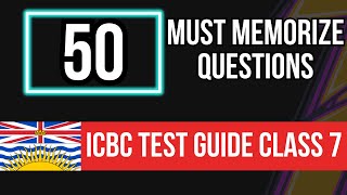 ICBC Knowledge Test Guide Class 7 British Columbia 50 Must Memorize Questions 1 [upl. by Dhar761]