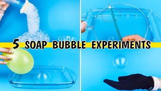 5 Soap Bubble Experiments to do at home and Bubble mixture recipe [upl. by Ahseiym]