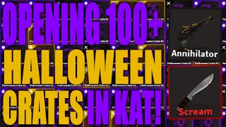 OPENING 100 HALLOWEEN CRATES IN KAT Roblox [upl. by Hael129]