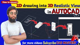 How to convert 2d elevation drawing into 3D Realistic View in AutoCAD [upl. by Ociral]