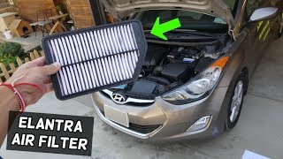 HOW TO REPLACE ENGINE AIR FILTER ON HYUNDAI ELANTRA [upl. by Arabrab]