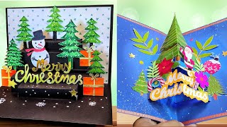 2 DIY Pop up Christmas cards Handmade Christmas Greeting cards How to make Christmas Greeting Card [upl. by Harness]