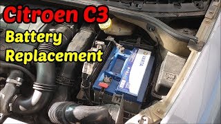 How to Replace the Battery at the Citroen c3  Citroen C3 DIY [upl. by Ayiak]