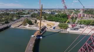 Causeway Pedestrian and Cyclist Bridges  First Pylon Installed [upl. by Rice]