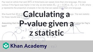 Calculating a Pvalue given a z statistic  AP Statistics  Khan Academy [upl. by Yesllek]