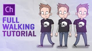 CHARACTER ANIMATOR Full walking cartoon character tutorial [upl. by Ydok]