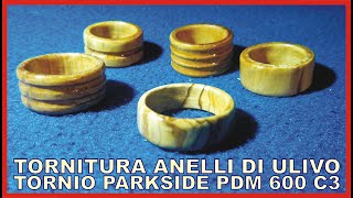 Tornitura anelli di ulivo con tornio Parkside PDM 600 C3 [upl. by Kubetz]