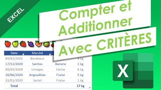 Excel compter et additionner avec critères [upl. by Damiano]