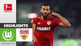 Champions League Calling For Stuttgart  VfL Wolfsburg  VfB Stuttgart  Highlights MD 24 Buli 2324 [upl. by Kylander]