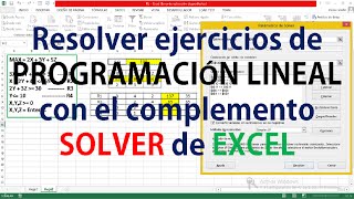 COMO RESOLVER EJERCICIOS DE PROGRAMACION LINEAL CON SOLVER DE EXCEL  INVESTIGACION DE OPERACIONES [upl. by Mcallister204]