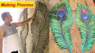 Mor pankh kaise banate hain  Peacock feather wall design with fiber  fiber wall art [upl. by Elletsirhc982]