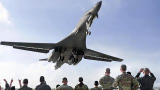 US Massive B1 Bomber Performs Awesome Low Landing [upl. by Ailaham]