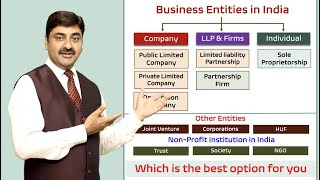 Business Entities in India Public Limited Pvt Limited OPC LLP Partnership or Proprietorship [upl. by Genvieve752]