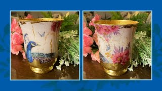 Reverse Decoupage on Glass Vase Tutorial DIY [upl. by Jillane15]