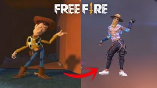 ORÍGEN DE LOS BAILESemotes DE FREE FIRE  vida real [upl. by Nitsug]