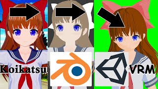 Koikatsu to Blender to Unity to VRM Virtual Youtuber 3D anime model Koikatu コイカツ [upl. by Franck]